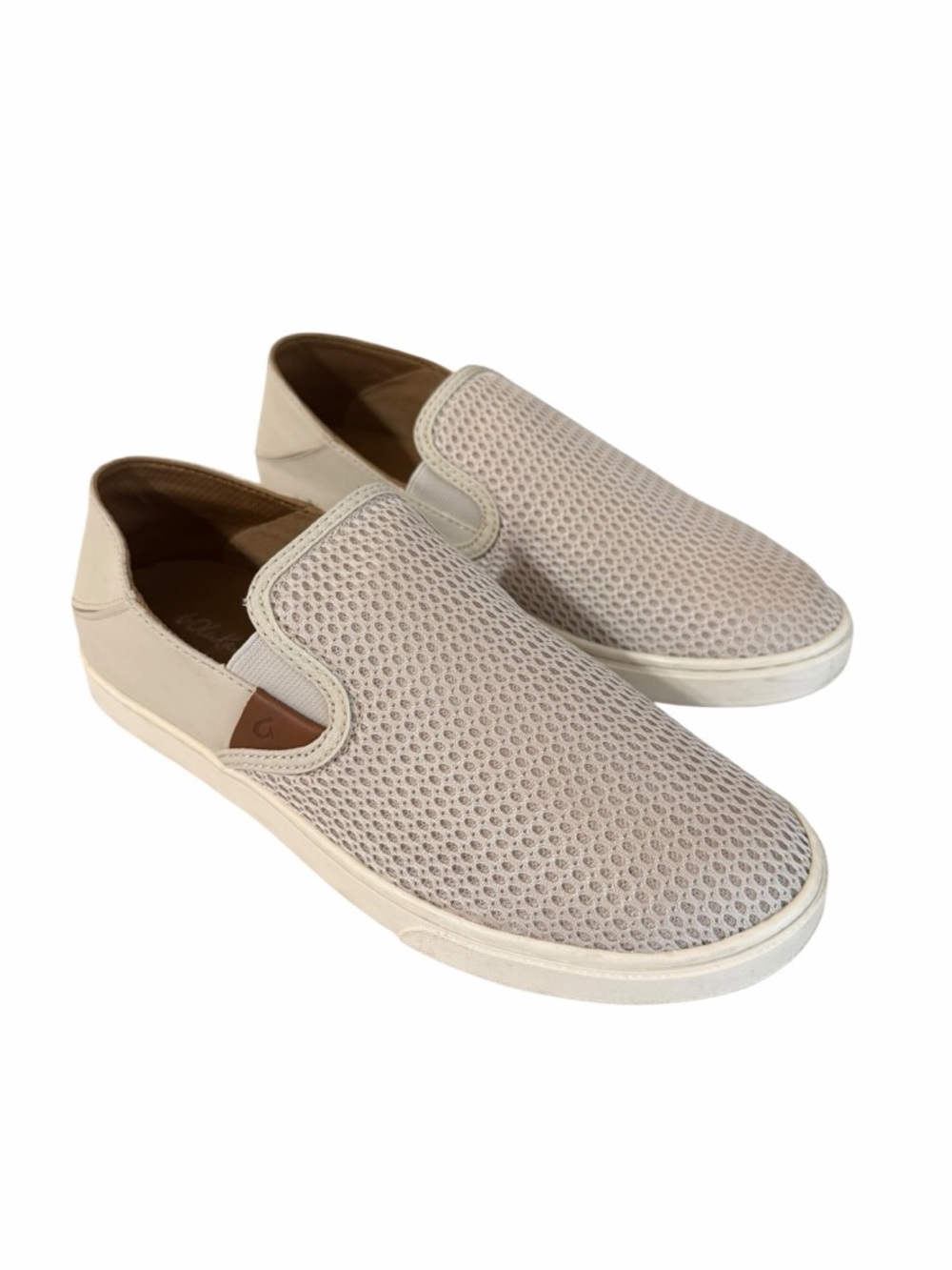 OluKai Pehuea Breathable Slip-On Shoes Tapa Cream Size Women’s 9